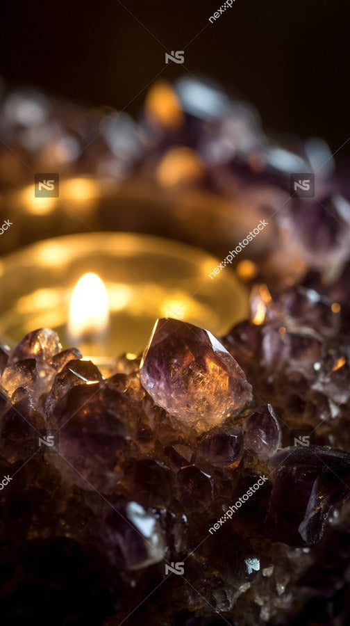 Amethyst Crystals In A Candle Holder — Stock Photo