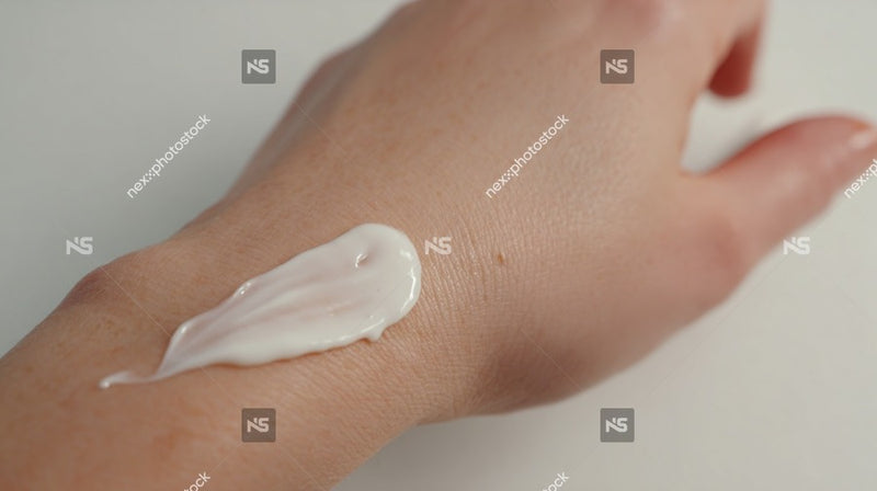 Shows A Close Up View Of A Person S Hand Applying A White Substance To Their Skin — Stock Photo