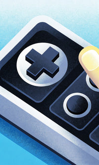 A Person S Hand Holding A Smartphone With A Game Controller App Displayed On The Screen — Stock Illustration