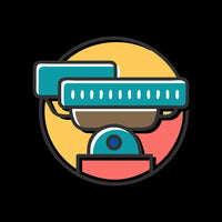Illustration Of A Camera With A Magnifying Glass On Top Set Against A Colorful Background — Stock Vector
