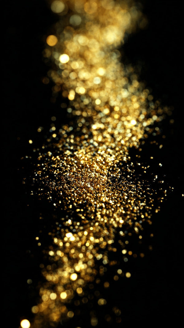 Glittering Confetti In Close Up With A Dark Background And Bokeh Effect From Camera Flash — Stock Photo