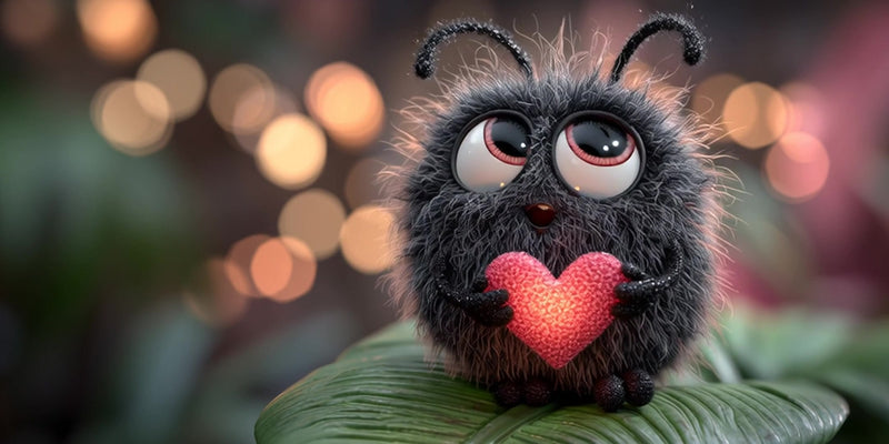 features a small plush toy with a heart shaped face and a red heart on its chest - Stock Video