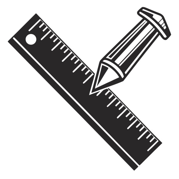 A Black And White Image A Tape Measure And A Pencil Symbolizing Precision And Measurement In Construction Crafting Activities — Stock Vector