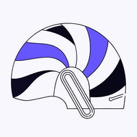 A Striped Ice Cream Helmet With A Pin A White And Blue Swirl Pattern In A Top Down View Against A Solid Background — Stock Vector