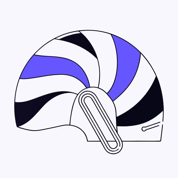 A Striped Ice Cream Helmet With A Pin A White And Blue Swirl Pattern In A Top Down View Against A Solid Background — Stock Vector