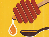 Honey Dripping From Bacon Onto A Spoon With A Dropper Of Honey In The Background — Stock Illustration