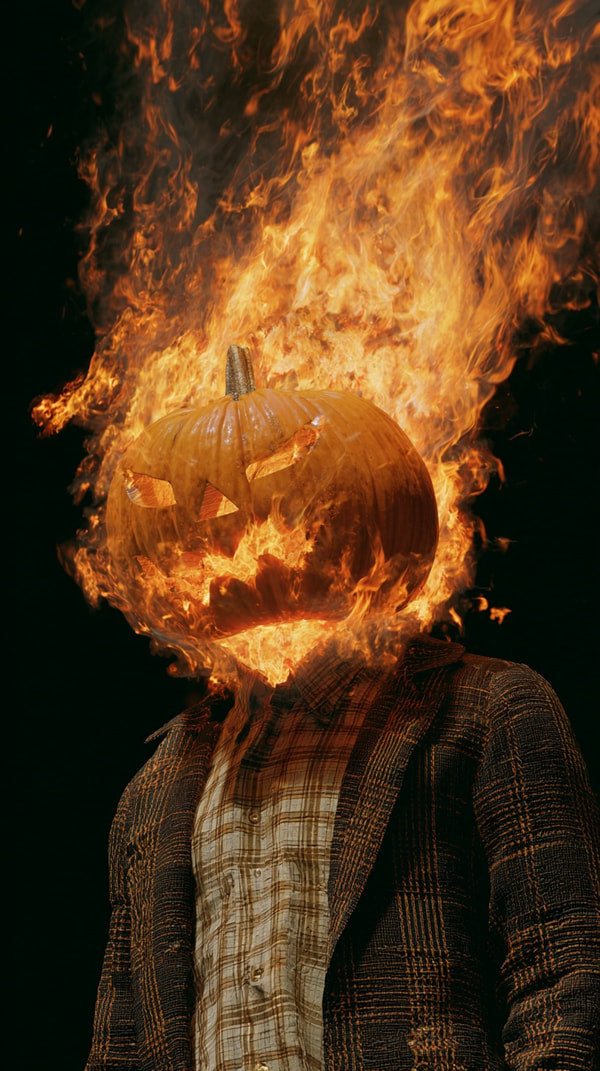 A Jack O Lantern Is Ablaze In A Fiery Display With Flames Engulfing Its Head And Body — Stock Photo