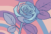 A Digital Illustration Of A Blue Rose With Pink Stripes On A Background A Colorful Abstract Pattern — Stock Vector