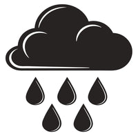 Black And White Illustration Of A Cloud With Raindrops Falling From It Set Against A White Background — Stock Vector