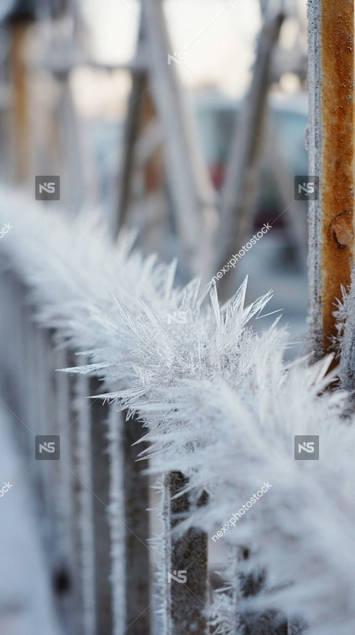 Icy Bridge Railing — Stock Photo