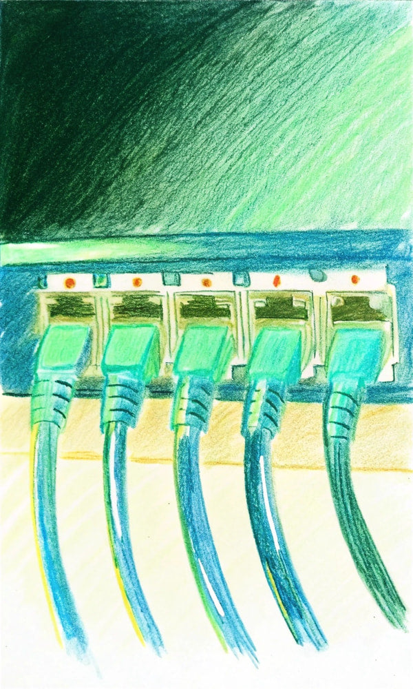 Ethernet Cables In Rack — Stock Illustration