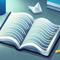 An Open Book Is Placed On A Table — Stock Illustration