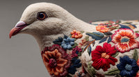 A Pigeon Adorned With A Vibrant Floral Pattern Showcasing Its Intricate Design Against A Neutral Background — Stock Photo