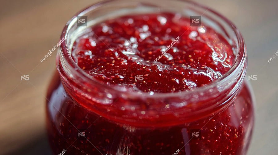 A Jar Of Raspberry Jam With Visible Seeds — Stock Photo