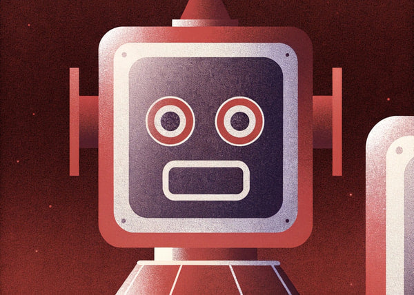 Robot With Red Eyes — Stock Illustration