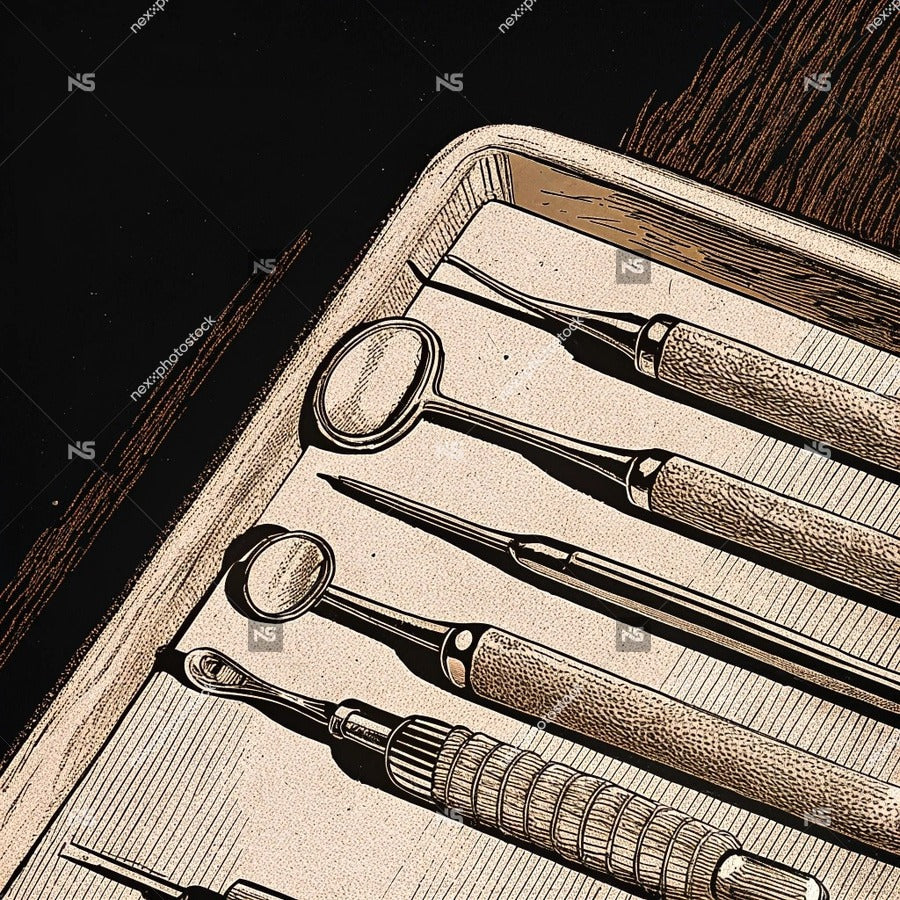 Medical Tools In A Tray — Stock Illustration