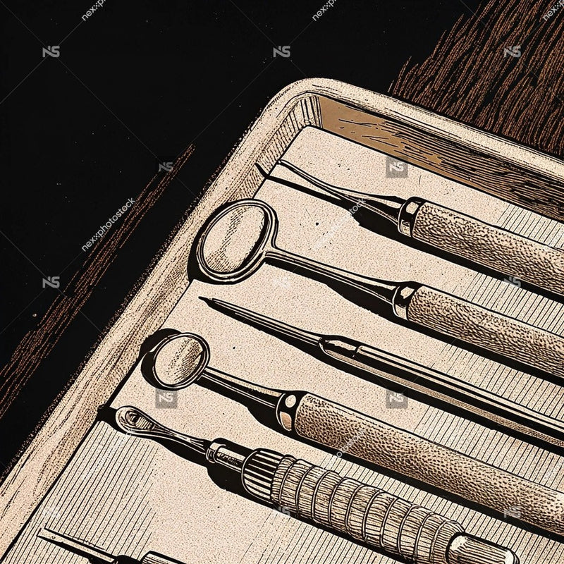 Medical Tools In A Tray — Stock Illustration