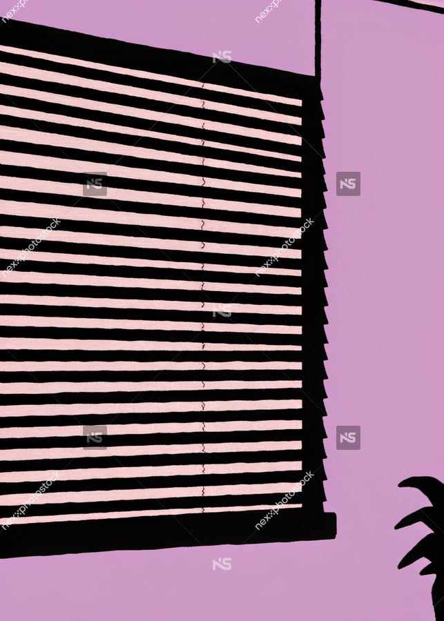 Purple Blinds In Window — Stock Illustration