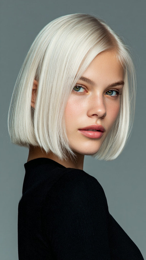 Woman With Short Blonde Hair And Bangs — Stock Photo