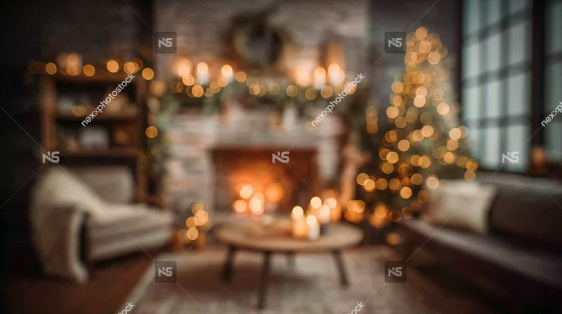 A Cozy Living Room Decorated For Christmas With A Fireplace Candles And Festive Decorations — Stock Photo