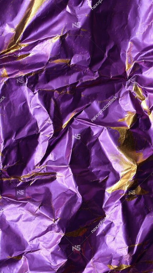 Foil Paper With A Purple Hue And Gold Accents Crumpled Into A Textured Pattern — Stock Photo