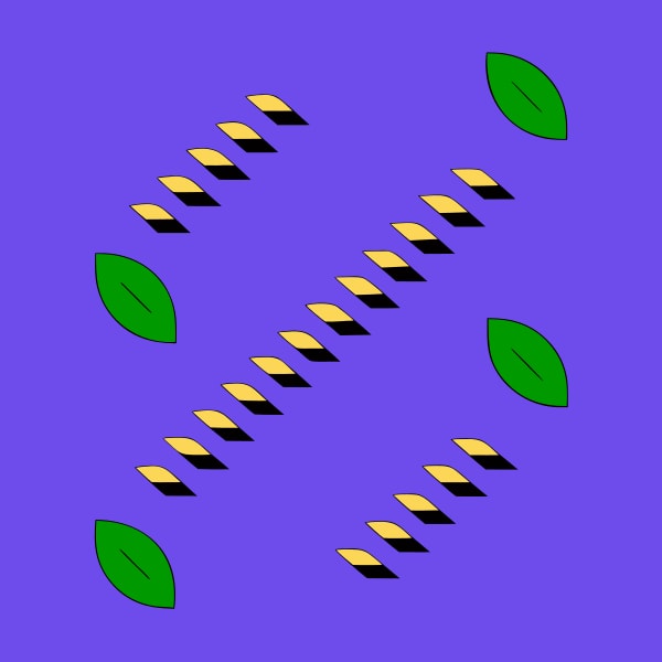 Leaf Pattern Design With A Symmetrical Arrangement Of Leaves And A Central Vertical Line Set Against A Solid Blue Background — Stock Vector