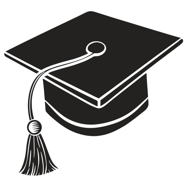 Black Graduation Cap With Tassel — Stock Vector