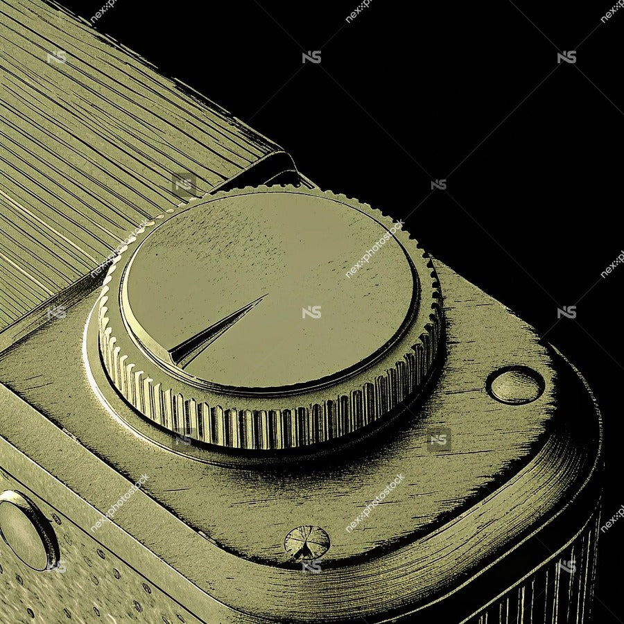 A Close Up Image Of A Vintage Camera With A Dial Showcasing Its Design And Details — Stock Illustration