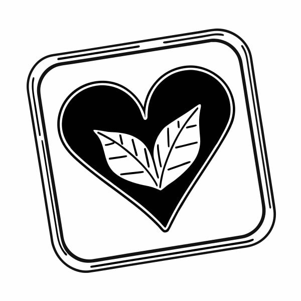 A Black And White Heart Icon With A Leaf Detail Used For A Logo Graphic Design Element — Stock Vector