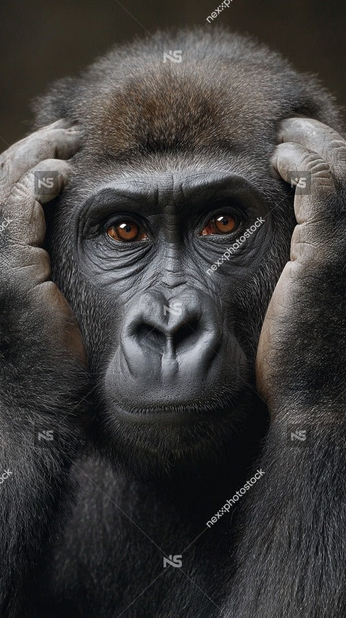 A Gorilla With Its Hands On Its Head Appearing To Be In Distress Confusion — Stock Photo