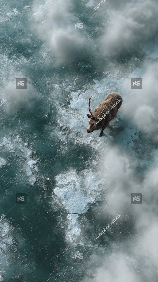 Moose Soaring Above Icy Waters — Stock Photo