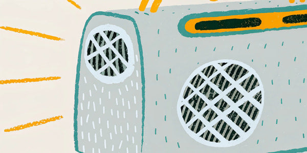 Vintage Radio On Display — Stock Illustration