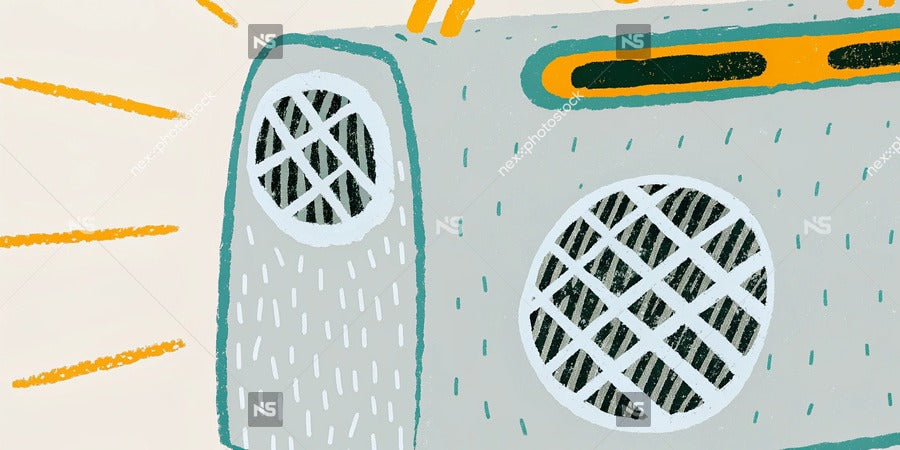 Vintage Radio On Display — Stock Illustration