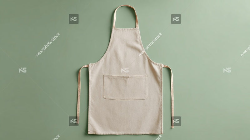 A Beige Apron Against A Green Background — Stock Photo