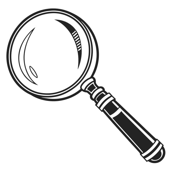 A Black And White Icon Of A Magnifying Glass Commonly Used To Represent Search Investigation Functions — Stock Vector
