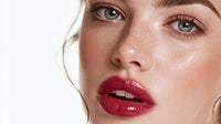 A Woman With Red Lipstick On Her Lips — Stock Photo