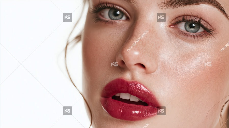 A Woman With Red Lipstick On Her Lips — Stock Photo