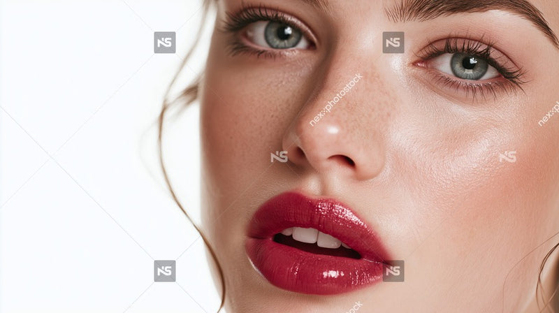A Woman With Red Lipstick On Her Lips — Stock Photo