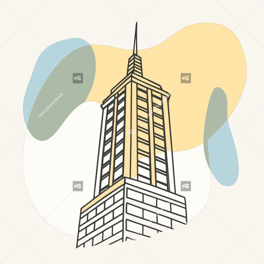 Skyscraper With A Tower On Top — Stock Vector