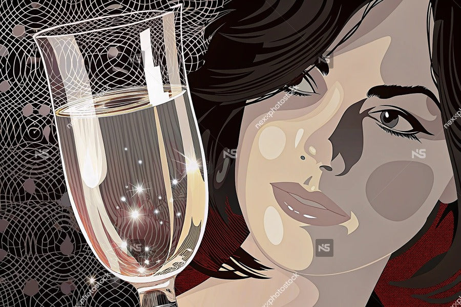 A Woman Holding A Wine Glass Celebrating An Occasion Enjoying A Moment Of Relaxation — Stock Illustration