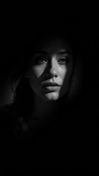 A Woman S Face In Close Up Captured From A Side Angle Against A Black Background — Stock Photo