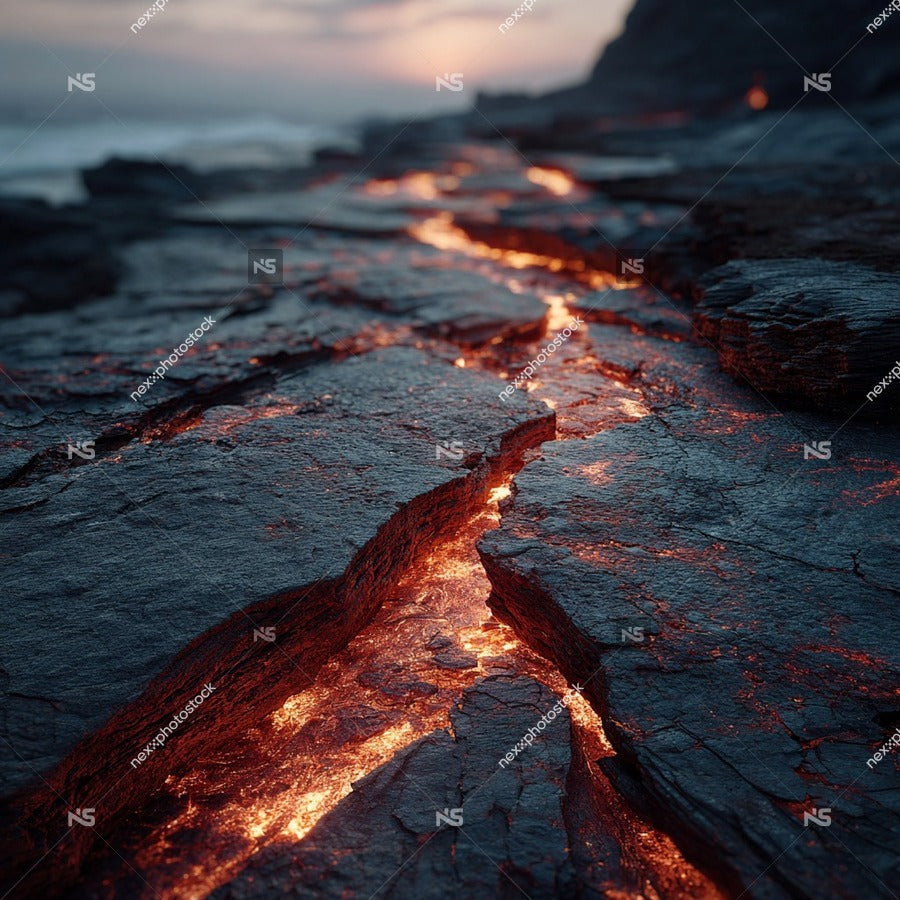 Lava Flow On Rocky Shoreline — Stock Photo