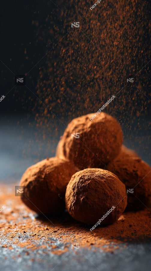 Cinnamon Chocolate Truffles In A Close Up Shot With A Dark Background And A Focus On Their Textured Surface — Stock Photo
