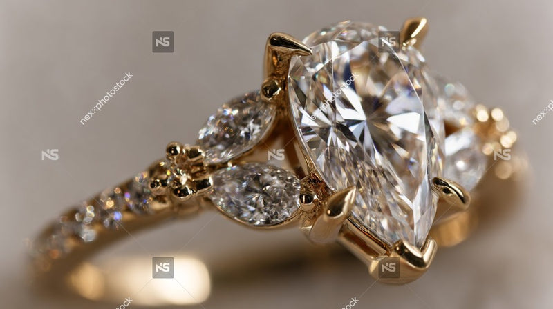 A Gold Diamond Ring With A Heart Design Prominently Displayed Against A White Background — Stock Photo