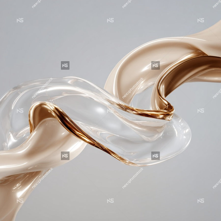 Two Images Of A Shiny Metallic Looking Liquid In Motion Creating A Wavy Pattern Against A White Background — Stock Photo
