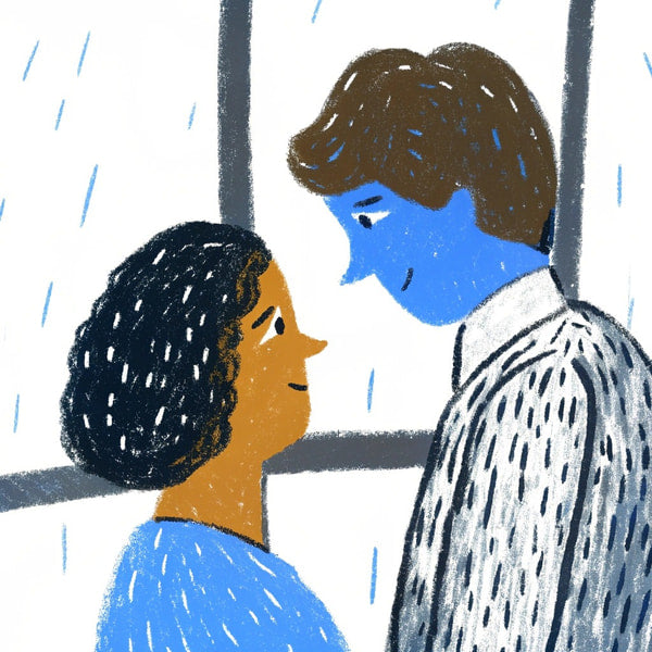 A Digital Illustration Of A Man And Woman Sharing An Intimate Moment In The Rain — Stock Illustration
