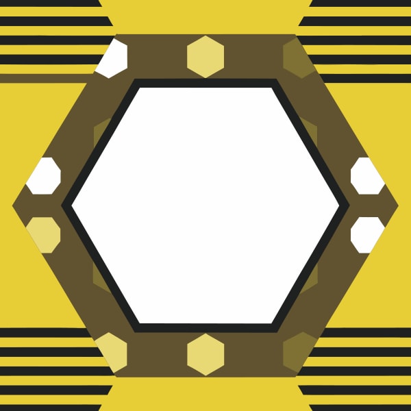 Geometric Pattern With Yellow And Black Hexagons A Central Hexagon With Alternating Yellow And Black Sides Set Against A White Background — Stock Vector