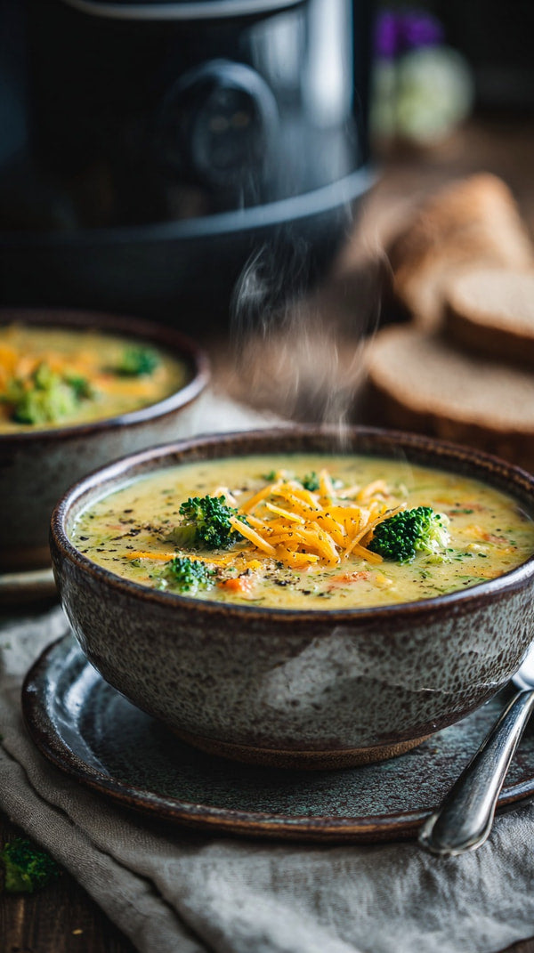Creamy Broccoli Soup Served In Bowls On A Table — Stock Photo