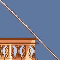 Top Down View Of A Balcony With A Rope And Pulley System Against A Blue Sky Background — Stock Vector