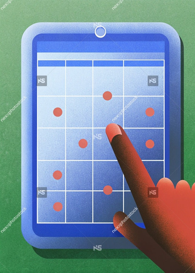 Depicts A Tablet A Digital Dashboard With Various Icons Each Representing Different Data Points Metrics — Stock Illustration